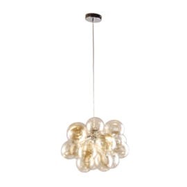 Pendente Grape Cinza Com Globo Âmbar 40cm 3 Lâmpadas G9 Nitrolux