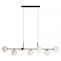 Pendente Horizontal Preto Com Globo Leitoso 7 Lampadas G9 Claci