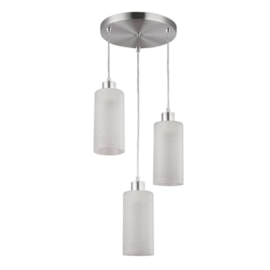 Pendente Jasmim Escovado Com Vidro Leitoso 3 Lampadas E27 Blumenau