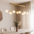 Pendente Khalifa Dourado Com Globo Leitoso 6 Lâmpadas G9 Eletrorastro