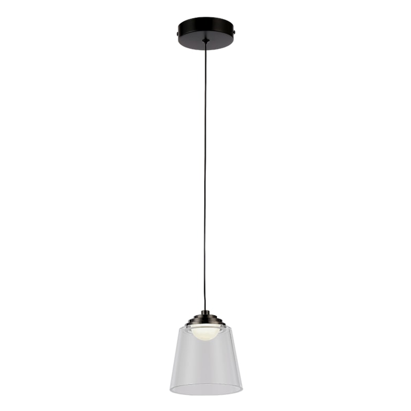 Pendente Led 3W 260Lm Preto Com Vidro Transparente Eletrorastro