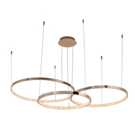 Pendente LED 48W 3000K 4800LM Dourado Com 3 Anéis Bivolt Hevvy