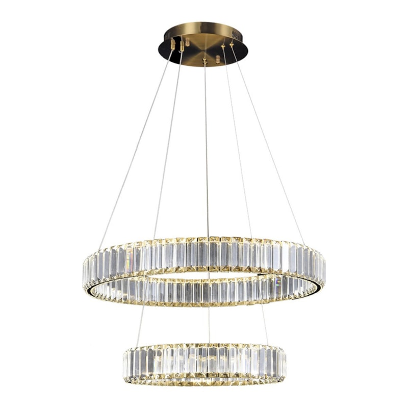 Pendente LED 55w 3000k, 4000k e 6000k 4400LM Cristal Dourado Nitrolux