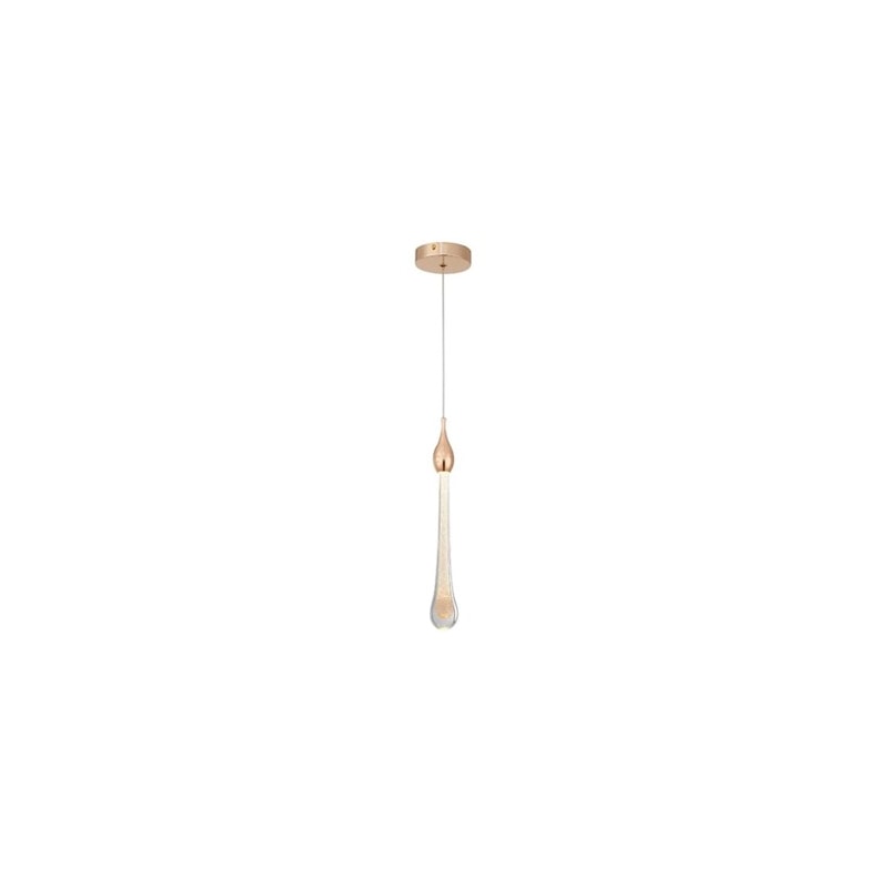 Pendente LED 5W 3000K 30Cm Cristal Com Dourado E Transparente Bivolt Sindora