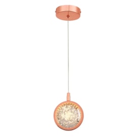 Pendente LED 6W 3000K 12Cm Metal E Cristal Rose Sindora