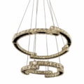 Pendente Led Aisha 88w 3000k e 4000k e 6500k Selecionável 7920lm Cromado Com Cristal Transparente Bivolt Eletrorastro