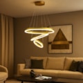 Pendente Led Arcos 60cm 40cm 20cm 45w 3000k Dourado Bivolt Eletrorastro