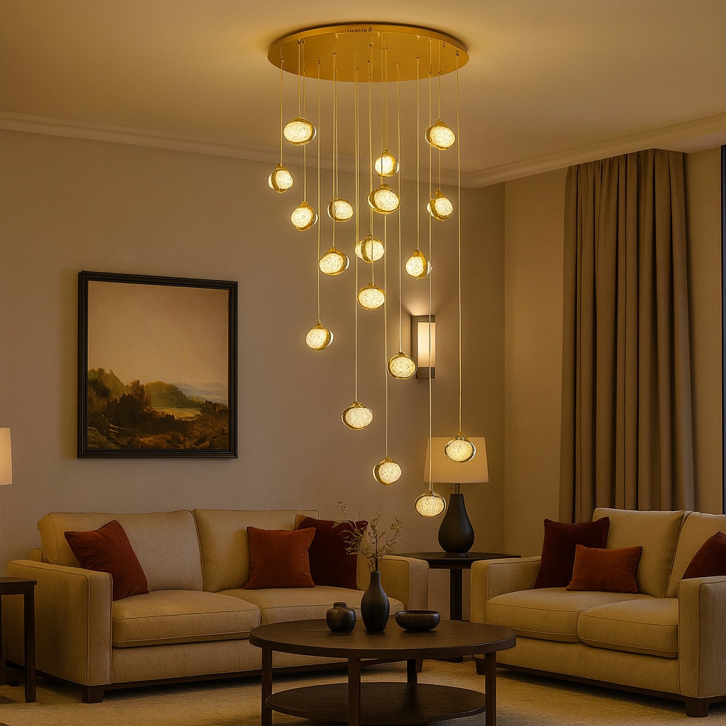 Pendente LED Astrobell 108W 3000K Branco Quente 8640Lm Dourado