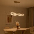 Pendente LED Sanny 48W 3000K Branco Quente 3000Lm Dourado Com Cristal Transparente Bivoltolt  Eletrorastro