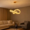 Pendente Led Viena 55W 3500Lm Dourado Com Cristal Bivolt Eletrorastro