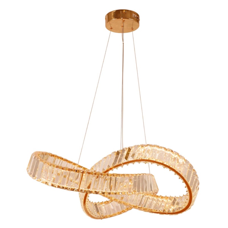 Pendente Led Viena 55W 3500Lm Dourado Com Cristal Bivolt Eletrorastro