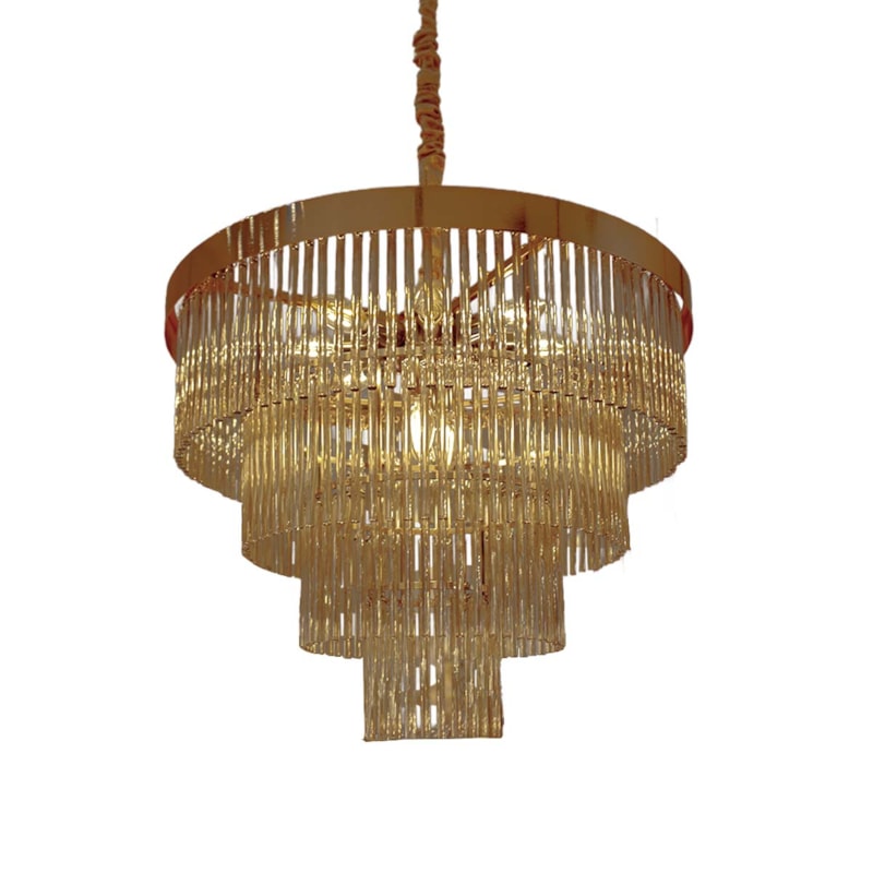 Pendente Lyli Dourado Com Cristal Champagne 60Cm 10 Lâmpadas E14 Eletrorastro