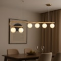 Pendente Miracle Dourado Com Globo Leitoso 6 Lâmpadas E9 Eletrorastro