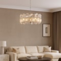 Pendente Napoles para 8 Lâmpadas G9 Cromado Com Cristal Transparente 50cm Eletrorastro
