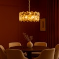 Pendente Napoles para 8 Lâmpadas G9 Dourado Com Cristal Transparente 50cm Eletrorastro