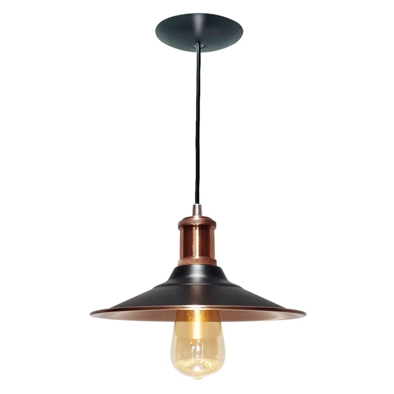 Pendente Orion Preto E Cobre 1 Lâmpadas E27 Utron