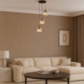 Pendente Preto Cristal Transparente Para 3 Lâmpadas E27 Eletrorastro