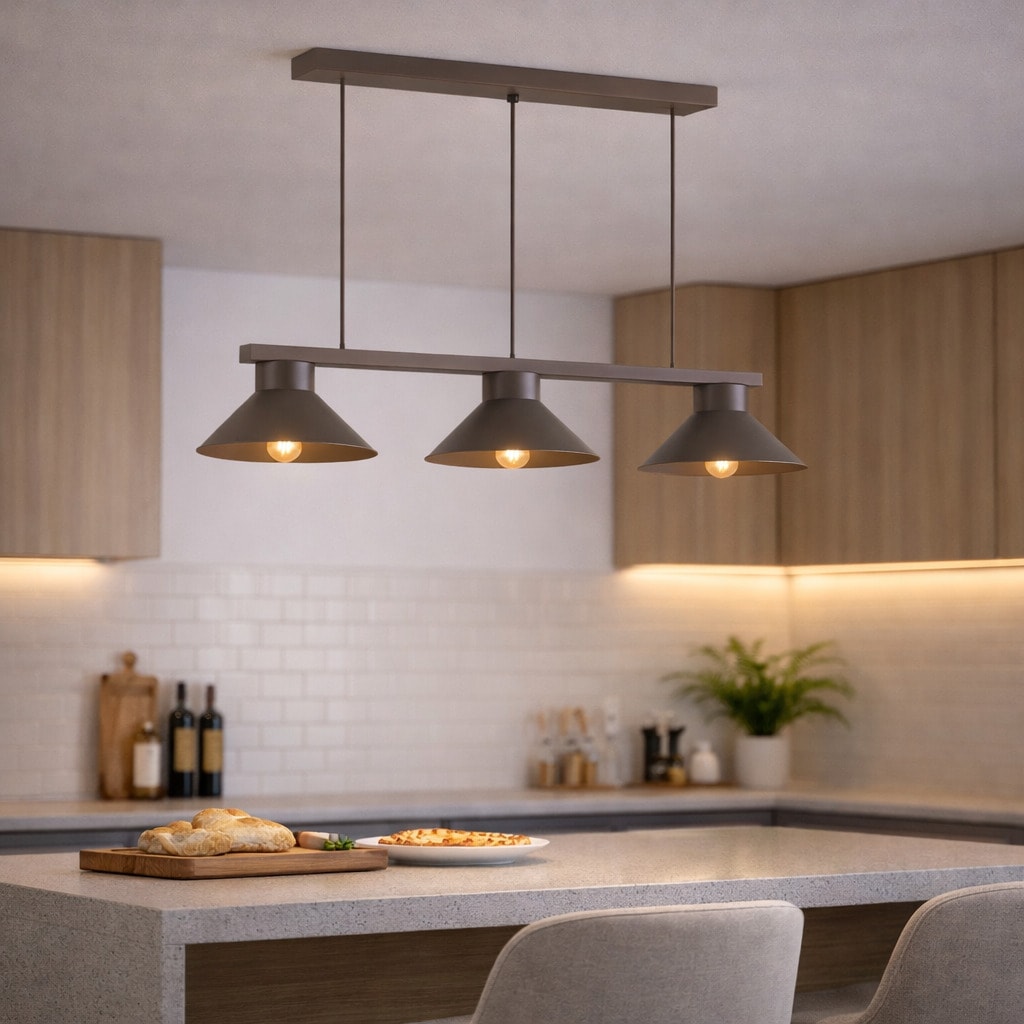 Pendente Riad Trilho Fendi 90Cm 3 Lâmpada E27 Kin