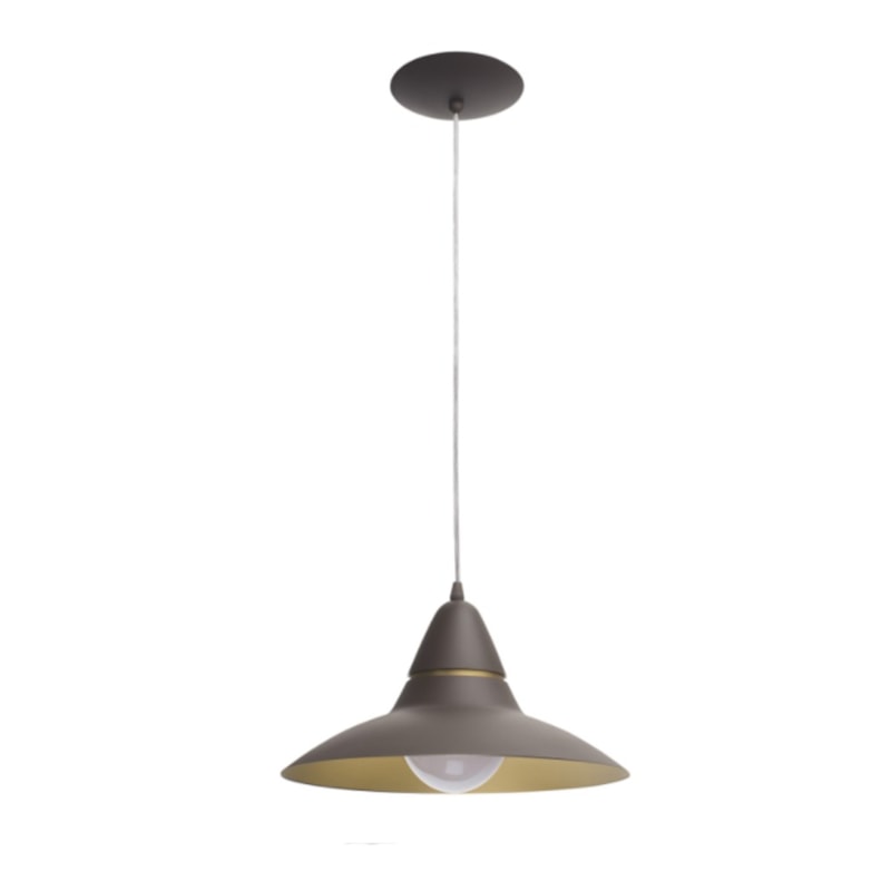 Pendente Space Marrom e Dourado Com Friso 1 Lâmpada E27 Baxton