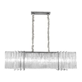 Pendente Toronto Cromado Com Cristal Transparente 100Cm 5 Lâmpadas E14 Eletrorastro