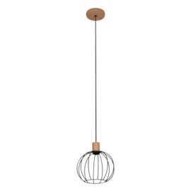 Pendente Wire Sphere Natural Preto Para 1 Lâmpada E27 Muller
