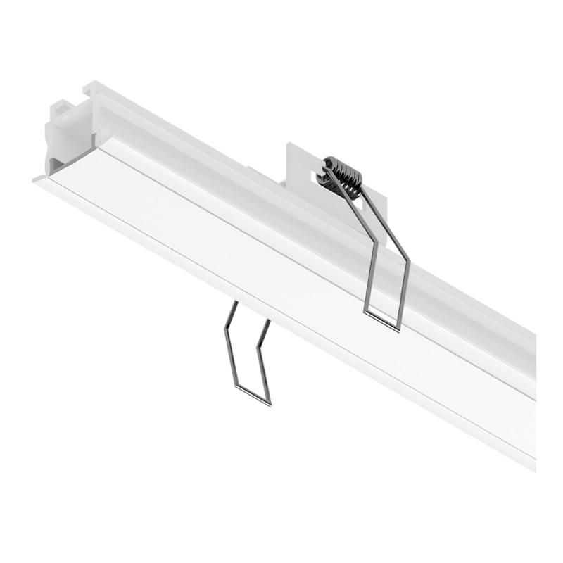 Perfil LED Embutir 1,5M 14W/M 3000K Branco Quente 12V Branco para Movel e Gesso Mister Led