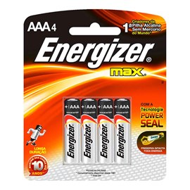 Pilha Alkaline AAA Palito com 04 Energizer Max