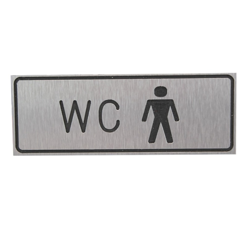 Placa Aço Escovado Wc Masculino 200x75  Metalmidia