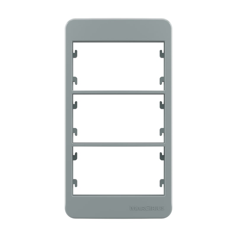 Placa Condulete Sleek 3/4 3 Postos Com Suporte Cinza Margirius