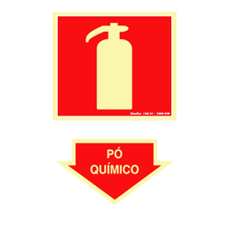 Placa "Extintor De Po Quimico" Fotoluminescente 15X28,4Cm Sinalize