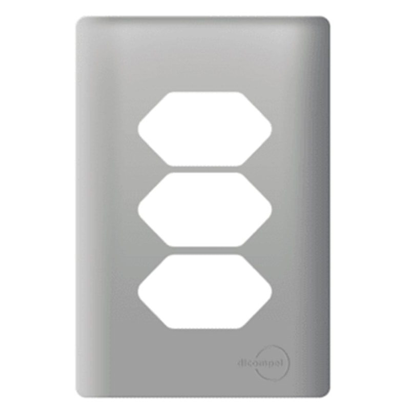 Placa Novara 4x2 3 Tomadas Com Suporte Aço Dicompel