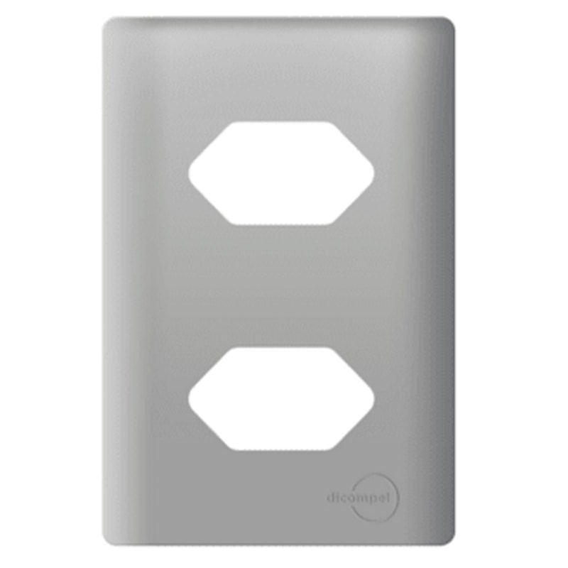 Placa Novara Aço 4x2 2 Tomadas Com Suporte Dicompel