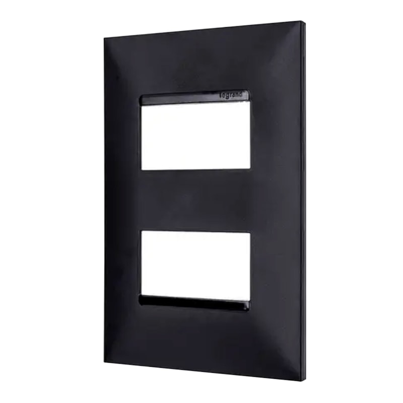 Placa Plus+ Preta 4x2 2 Módulos Pial