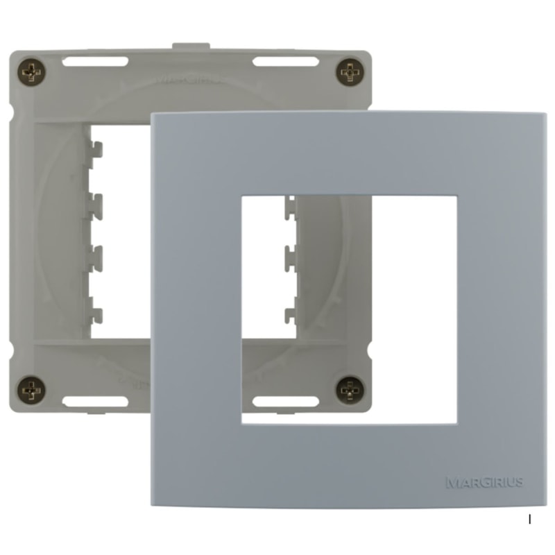 Placa Sleek Para Moveis 2 Modulos 80X80Mm Cinza Margirius