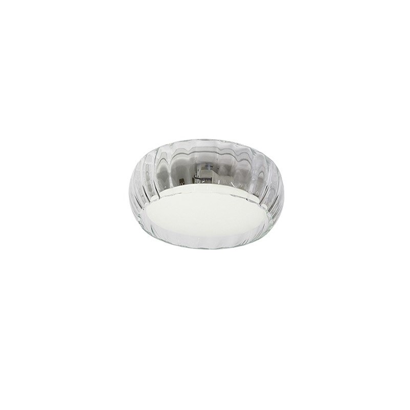 Plafon/Arandela Moon Glass Rigato Para 2 G9 Transparente Taschibra