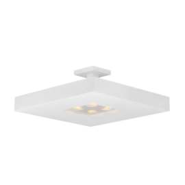 Plafon Bore Branco 50Cm 4 Lâmpadas E27 + 4 Lâmpadas Mr16 Usina