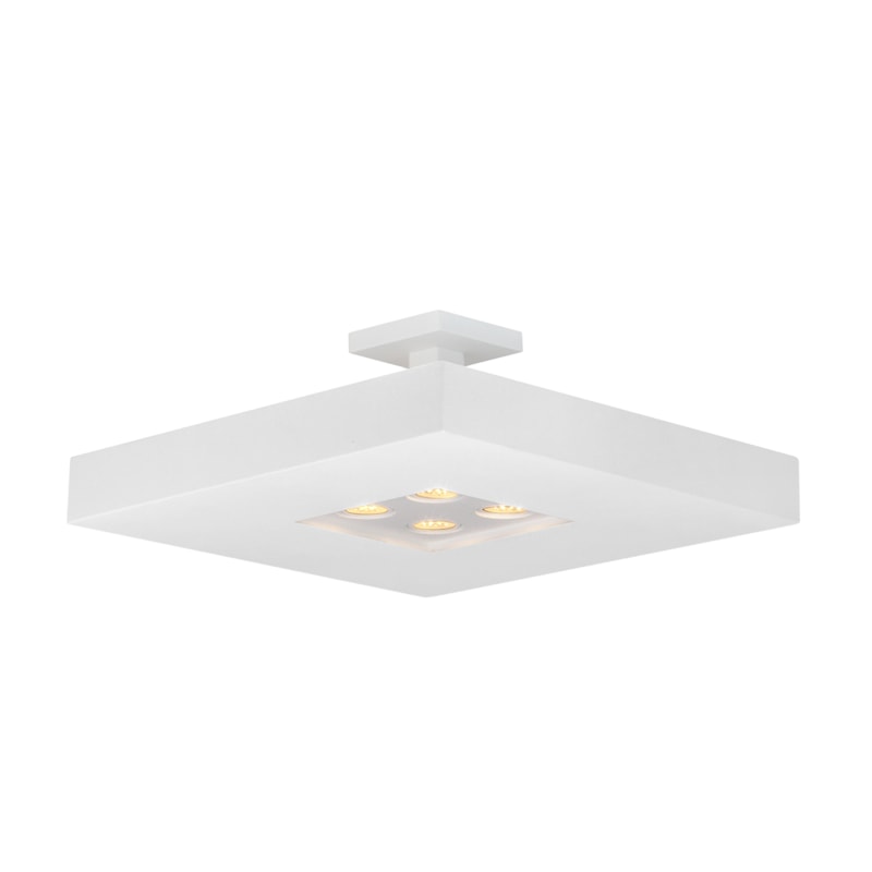 Plafon Bore Branco 50Cm 4 Lâmpadas E27 + 4 Lâmpadas Mr16 Usina