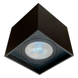 Plafon Box Grid Quadrado Preto 12,2Cm 1 Lâmpada Par20 Usina