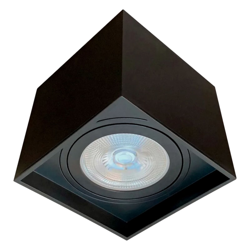 Plafon Box Grid Quadrado Preto 12,2Cm 1 Lâmpada Par20 Usina