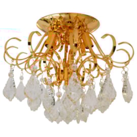 Plafon Cacho de Cristais Dourado Eletrorastro Plafon Cacho de Cristais Dourado Eletrorastro