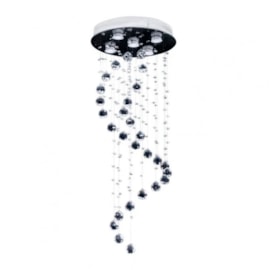 Plafon Espiral Cromado Com Cristal Transparente 30Cm 5 Lâmpadas MR16 Eletrorastro