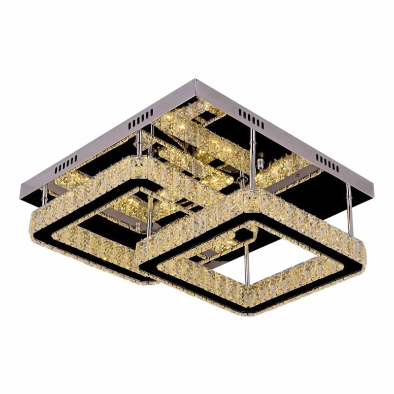 Plafon LED  48W 3000K 4000K e 6000K do Branco Quente ao Branco Frio 3840 Lumens Cromado e Cristal Bivolt  Nitrolux