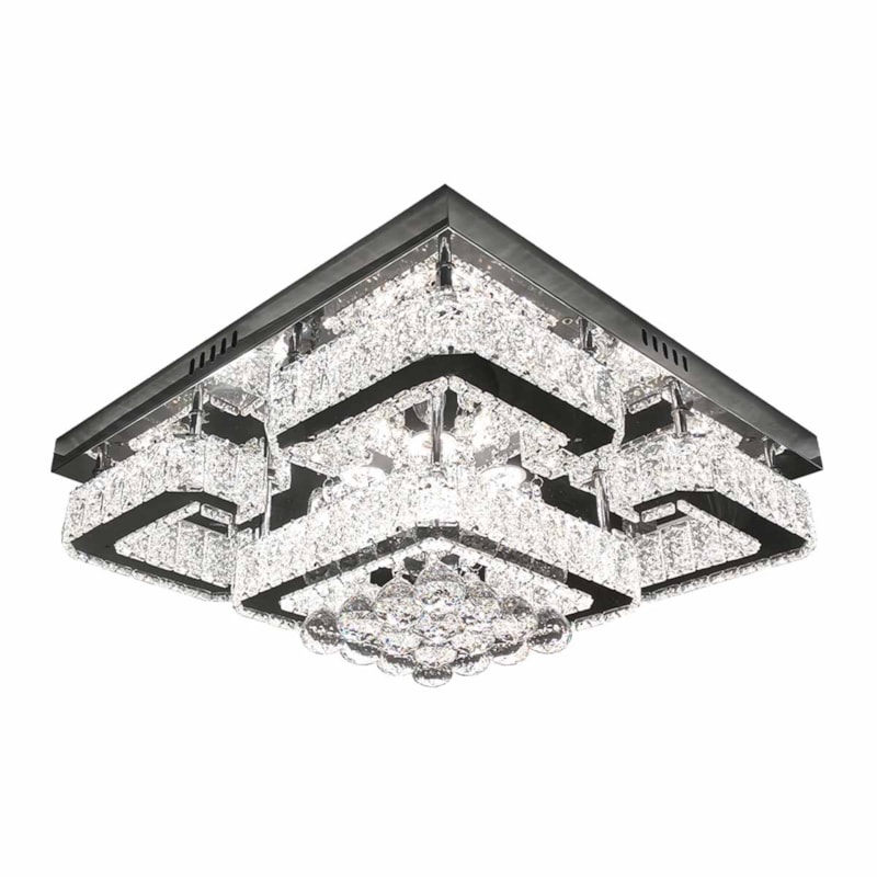 Plafon Led 72W 3000K Ou 4000K Ou 6500K 5760Lm Cromado Cristal 50Cm Bivolt Nitrolux