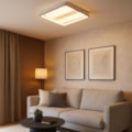 Plafon LED Ceville 40W 3000K Branco Quente 2800Lm Branco/Cromado Quadrado 50Cm Bivolt  Eletrorastro