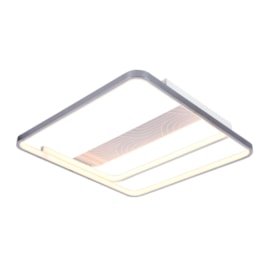 Plafon LED Ceville 40W 3000K Branco Quente 2800Lm Branco/Cromado Quadrado 50Cm Bivolt  Eletrorastro