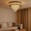 Plafon Led Lady 48w 3000k Branco Quente 3500 Lumens Cromado Com Cristal Eletrorastro