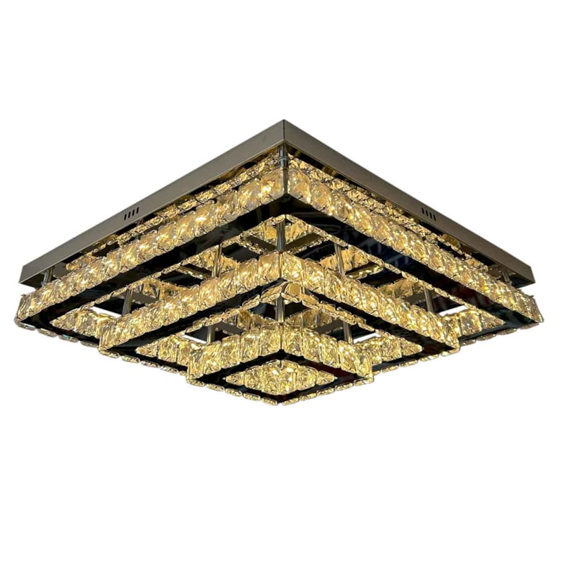 Plafon Led Louise 48W 3000K 3500Lm Cromado Com Cristal Eletrorastro