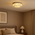 Plafon LED Novara 25w 3000k Branco Quente Cromado Com Cristal Transparente 50cm Eletrorastro