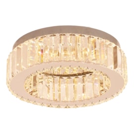 Plafon LED Novara 25w 3000k Branco Quente Cromado Com Cristal Transparente 50cm Eletrorastro