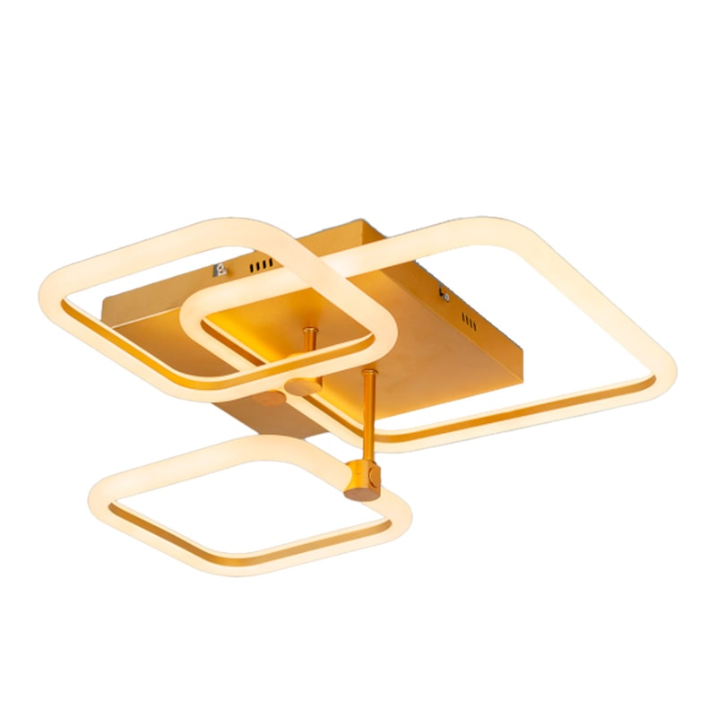 Plafon Led Space Square Triple 49w 3000k 47cm Dourado Biv os melhores